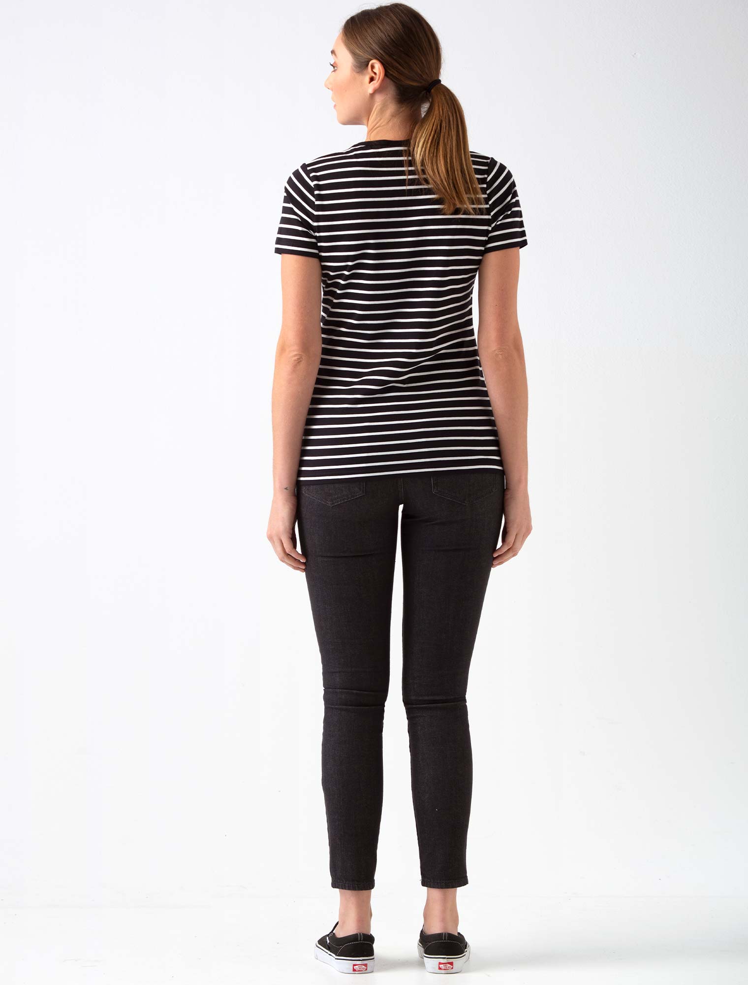 black white striped t shirt women's