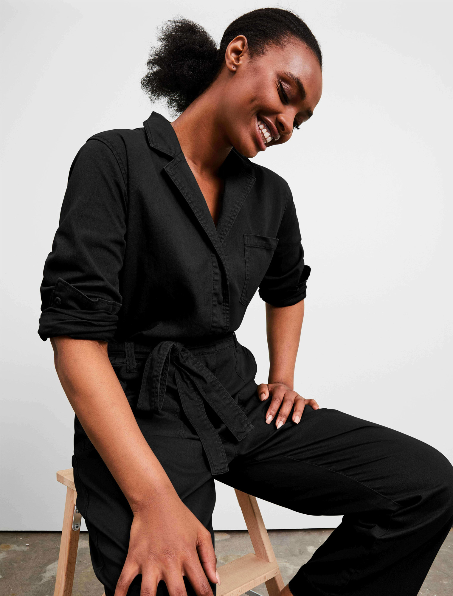 Women's Riley Boiler Suit Washed Black Boilersuit