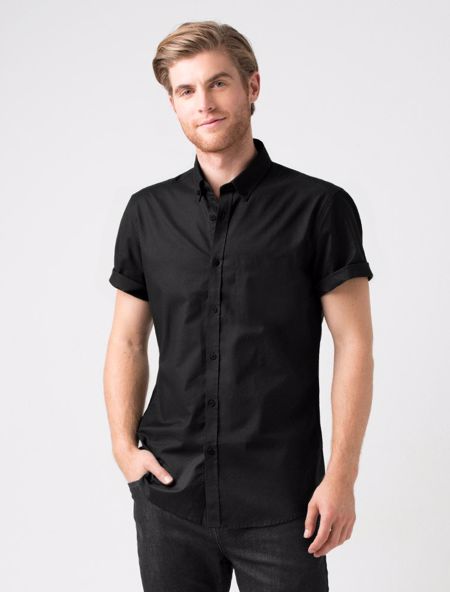 Mens Smith Oxford Short Sleeve Shirt - Black