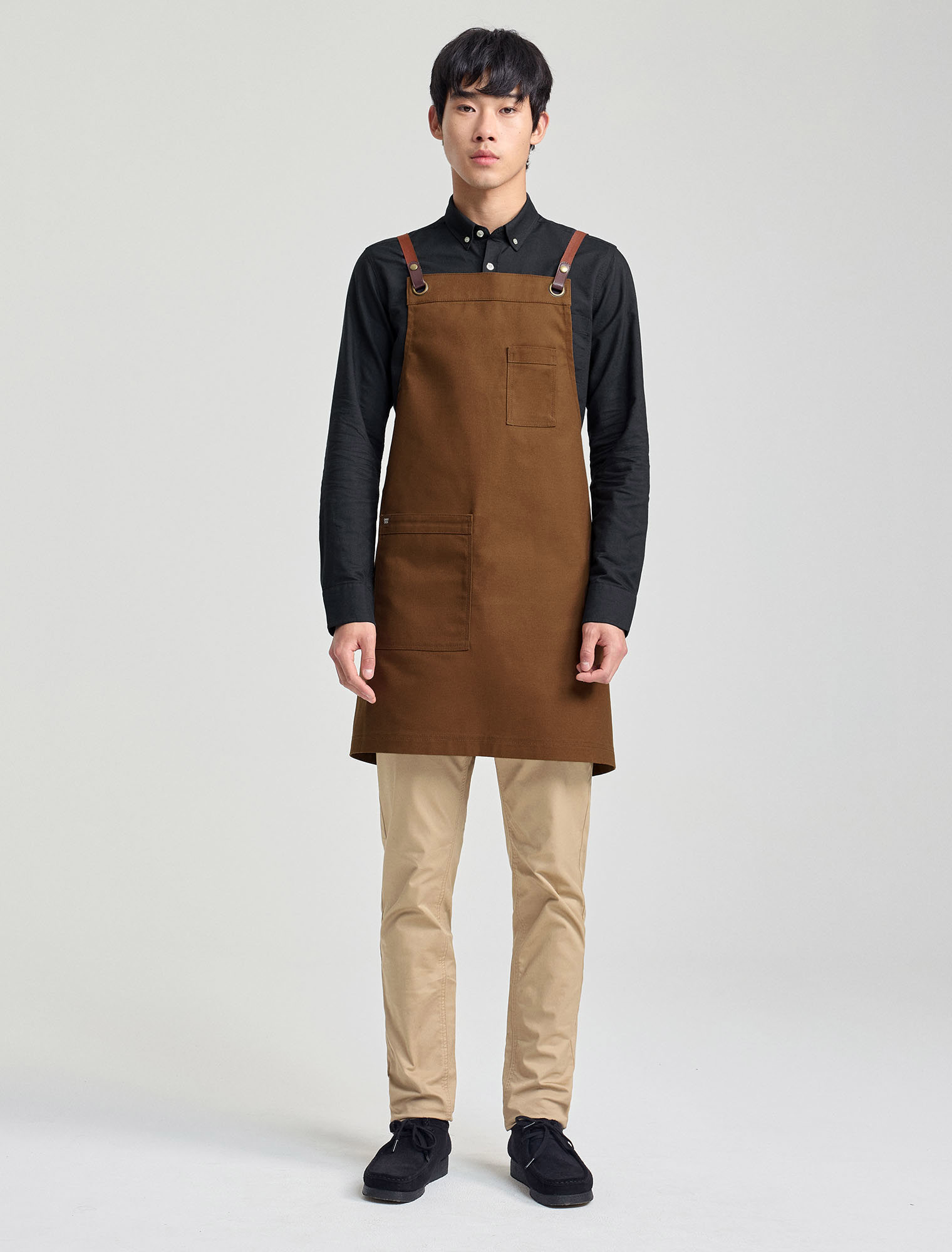 Tom Bib Apron - Tobacco Brown Cross Back Apron