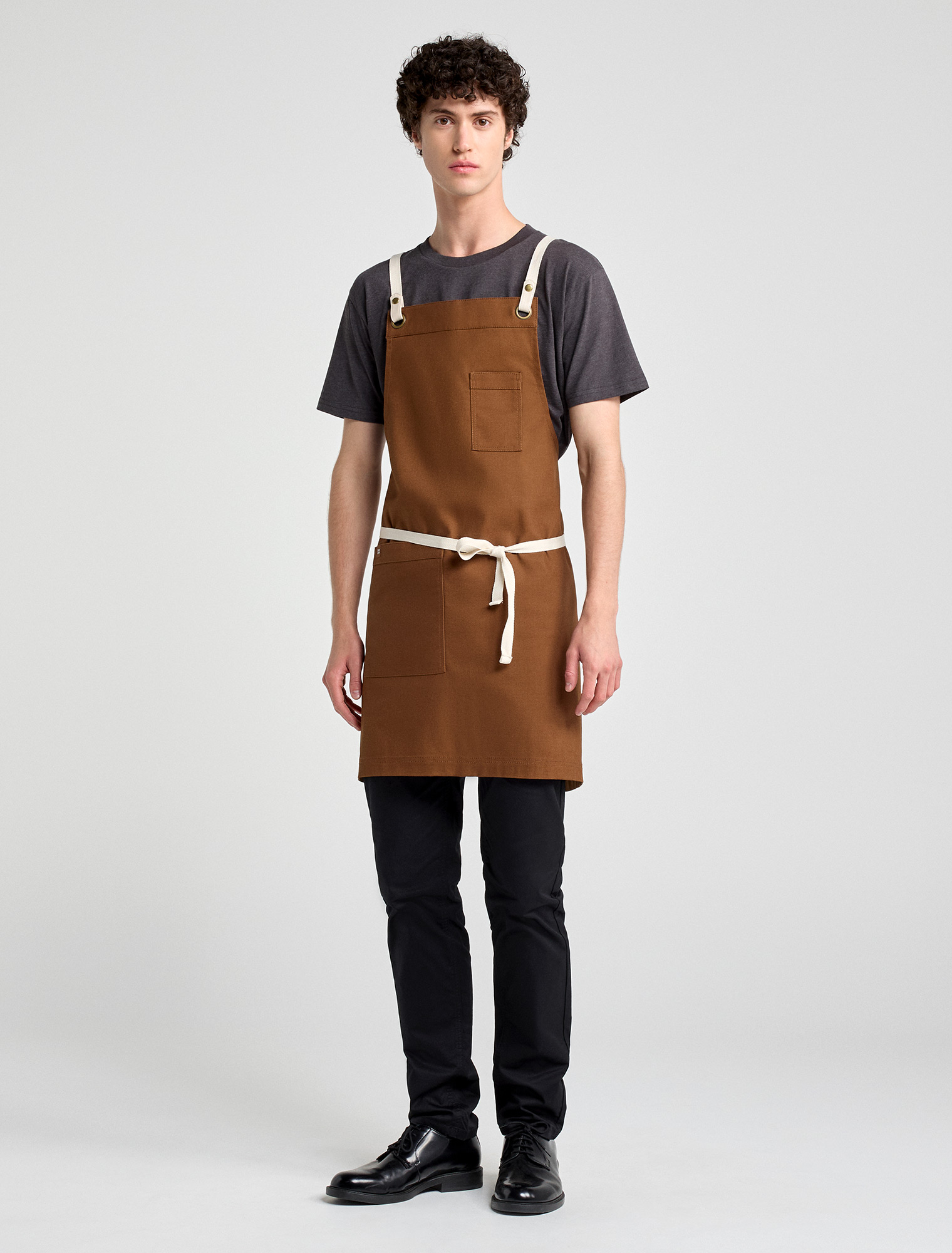 Tom Bib Apron - Tobacco Brown Cross Back Apron