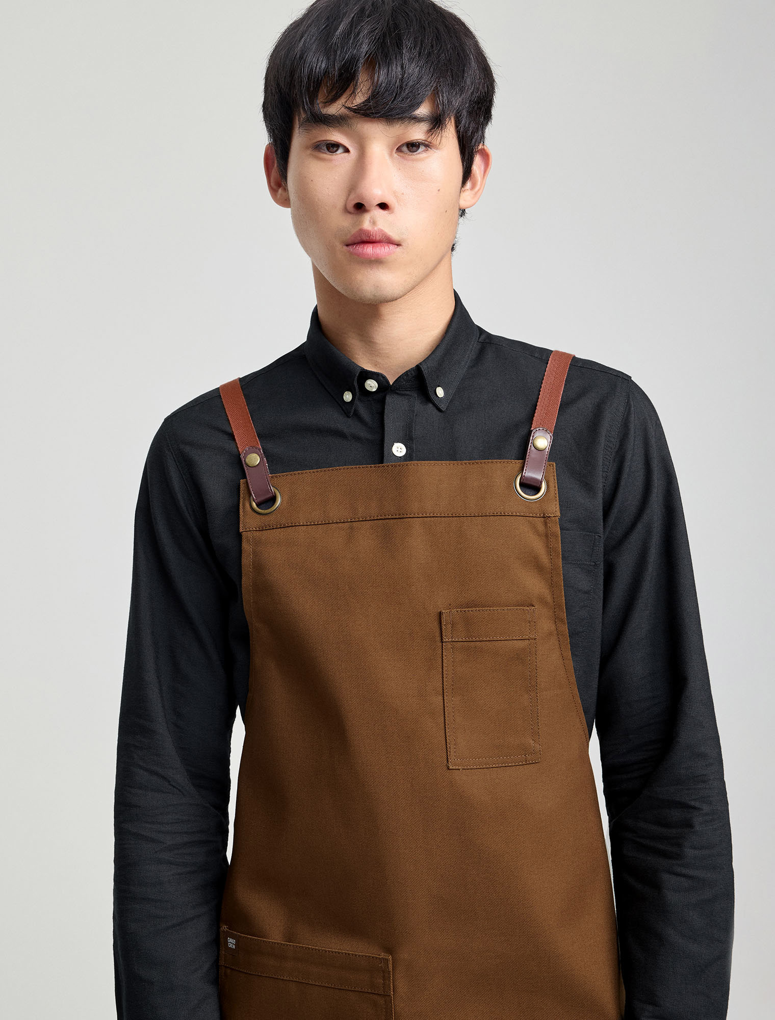 トップス papier Apron brown Tom Bib Apron - Tobacco Brown Cross Back Apron
