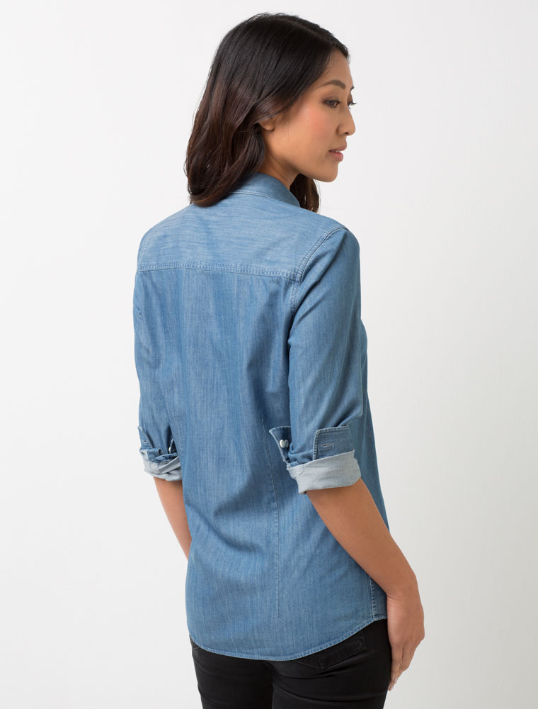 denim long sleeve shirt womens