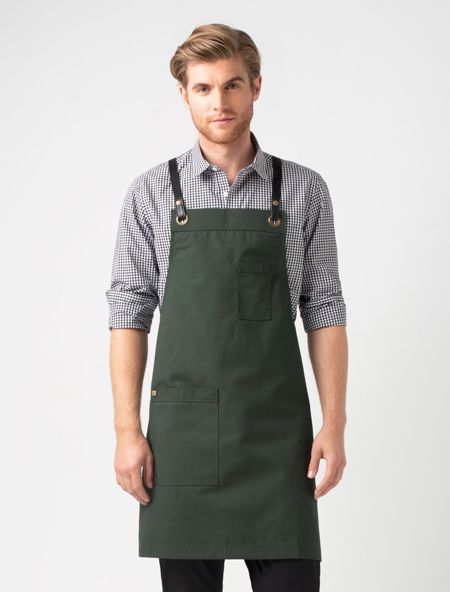 Tom Bib Apron - Forest Green with Strap
