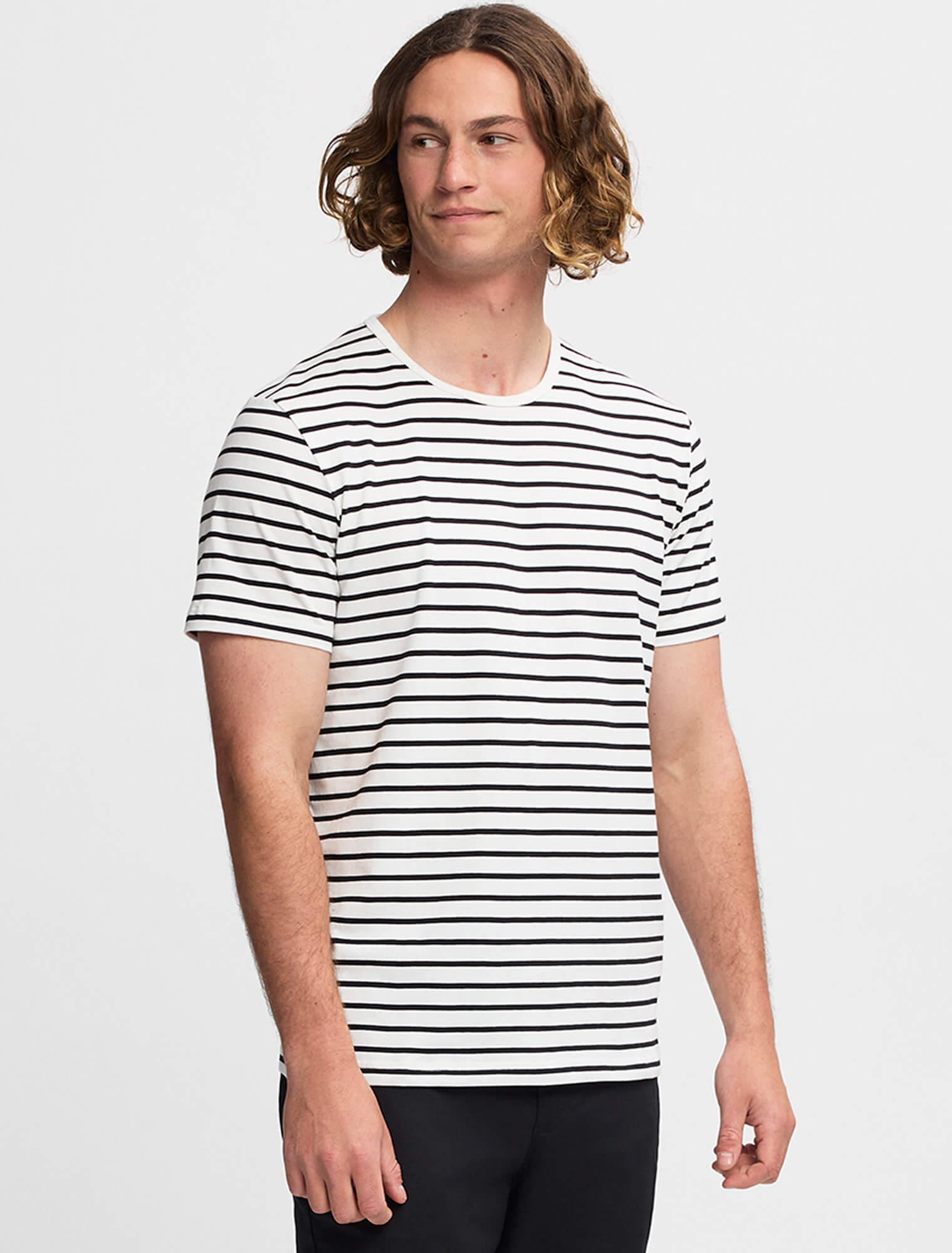 Men's Riviera Striped T-Shirt - Vanilla & Black Stripe Tee