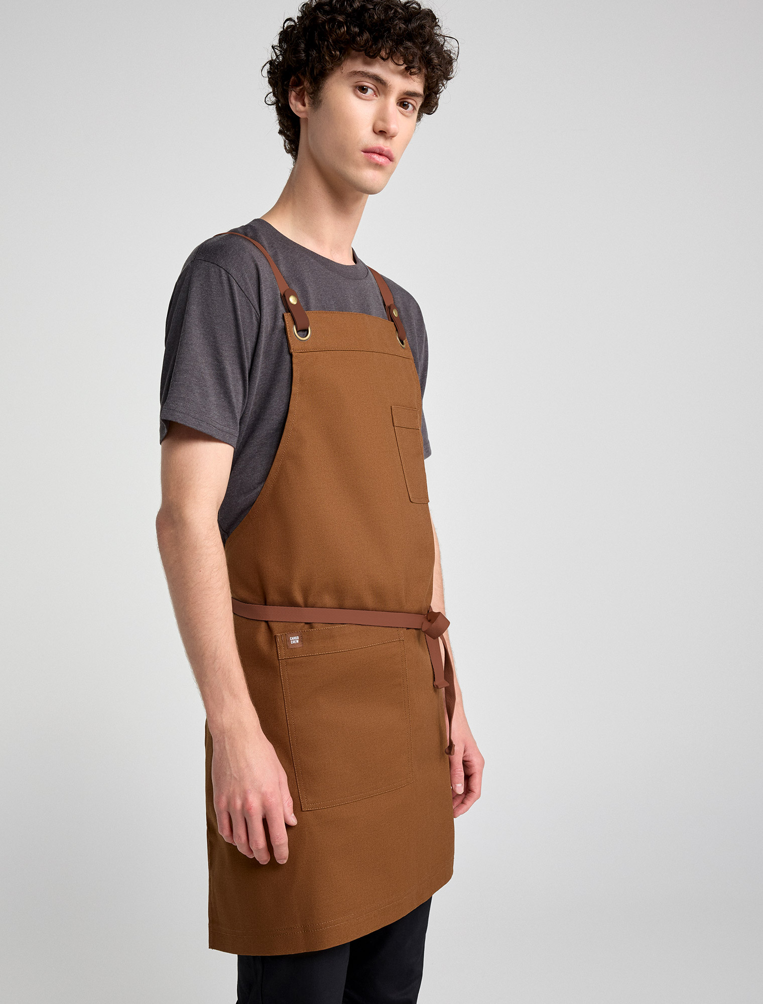 Tom Bib Apron - Tobacco Brown Cross Back Apron