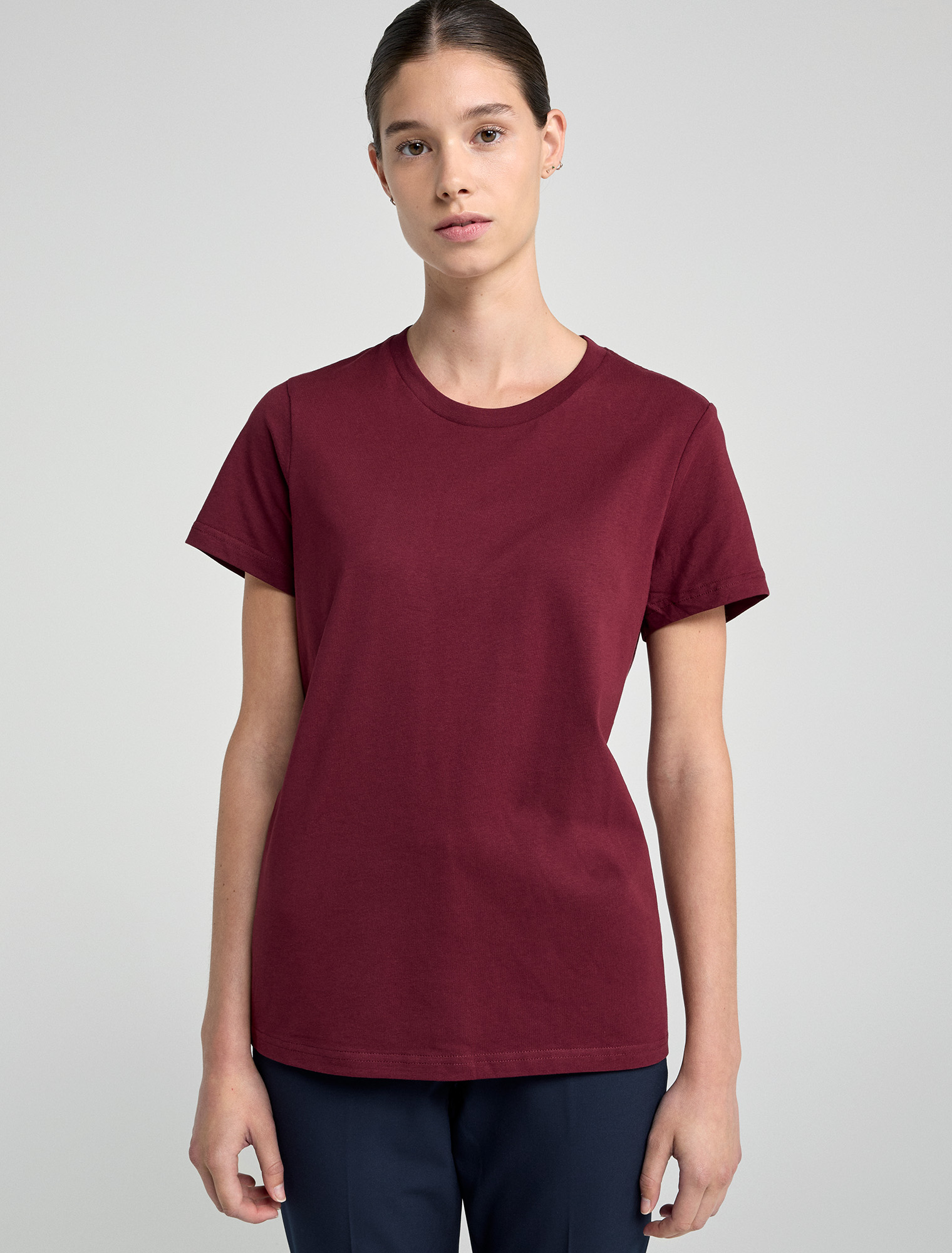 Burgundy t shirt womens best sale