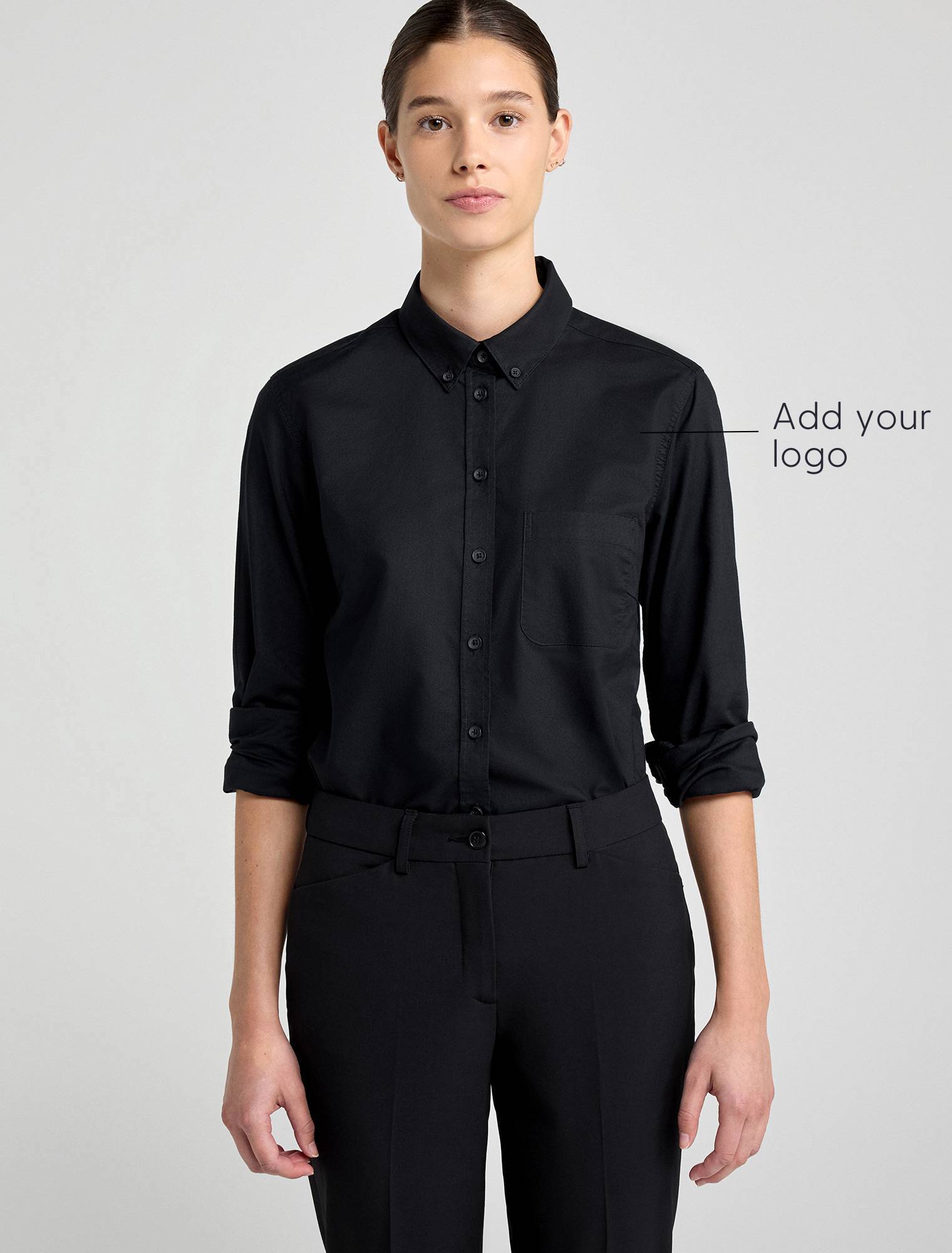 black button up dress shirt womens Slim Fit Women's Tall in 10 / Tall / Black personal body size Women's Smith Oxford Shirt L/S