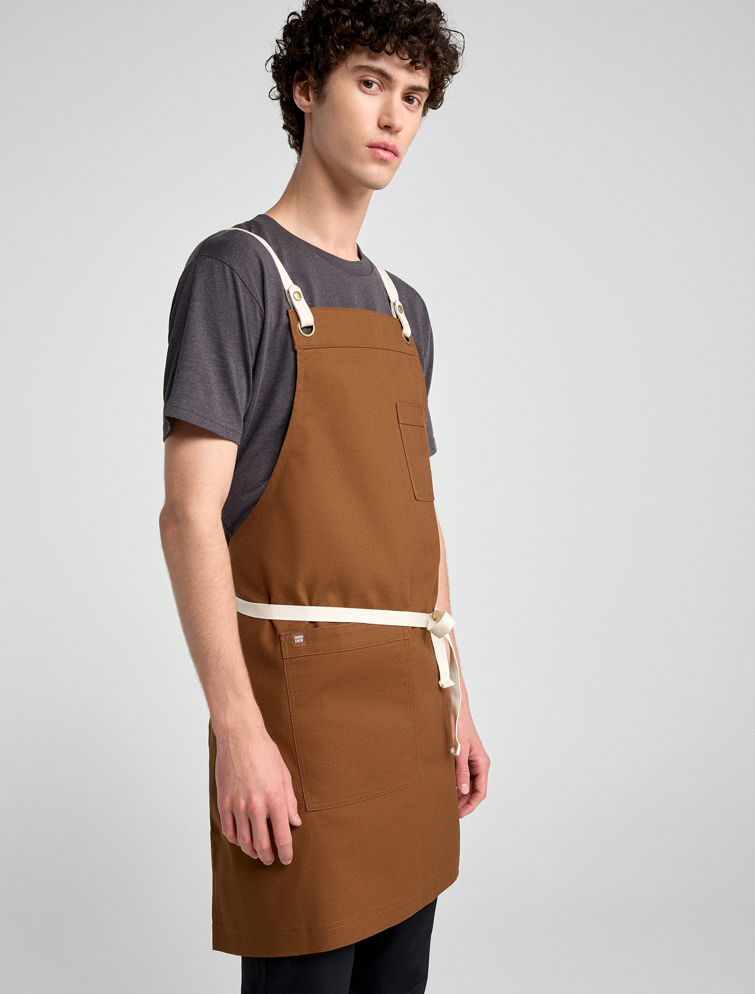 Tom Bib Apron - Tobacco Brown Cross Back Apron