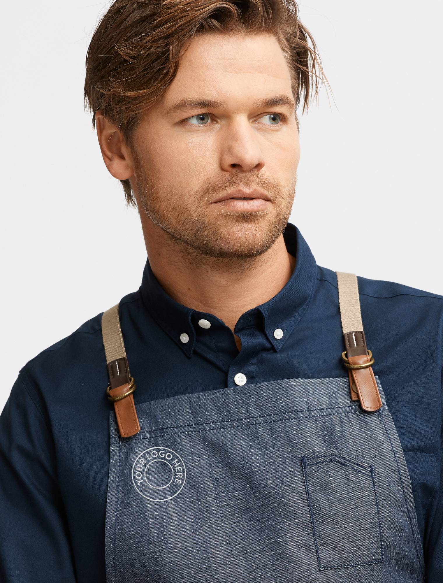 Henry Bib Apron - Bluegrain Denim Linen Look Apron
